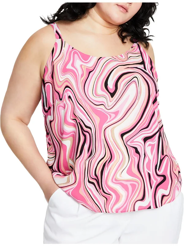 Plus Womens Swirl Print Tank Shell