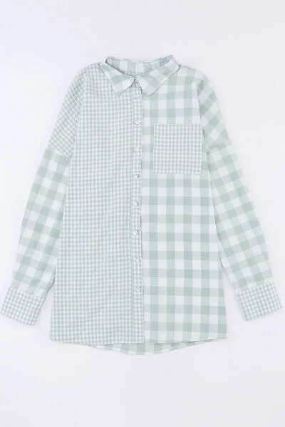 pocketed-plaid-dropped-shoulder-shirt