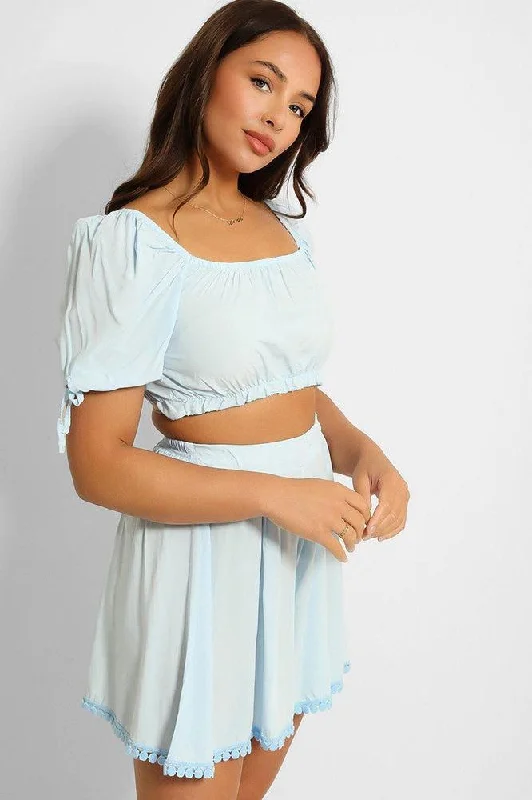 puff-sleeve-crop-top-and-pleated-shorts-set