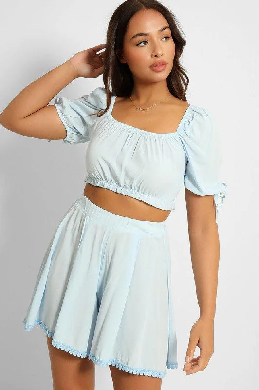 puff-sleeve-crop-top-and-pleated-shorts-set