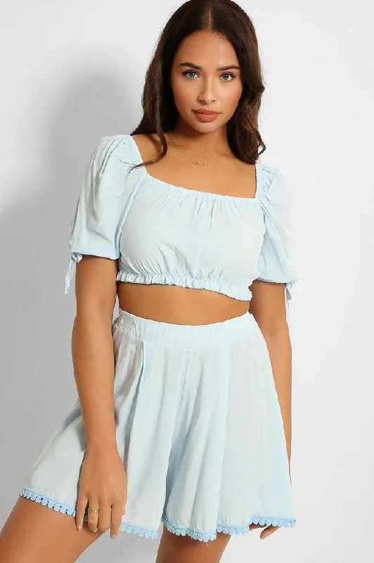 puff-sleeve-crop-top-and-pleated-shorts-set