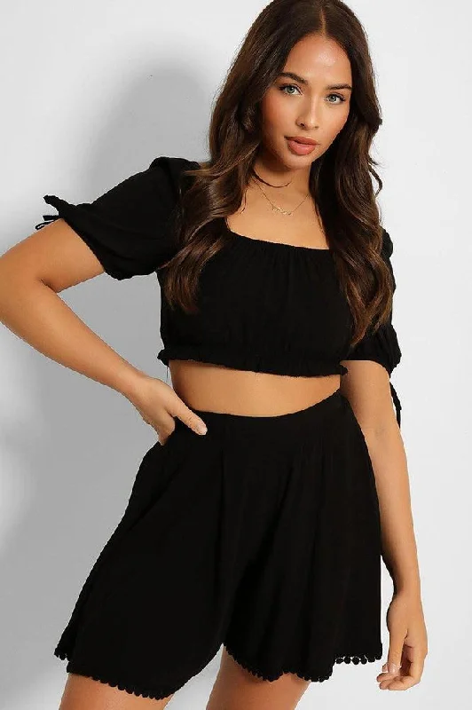 puff-sleeve-crop-top-and-pleated-shorts-set