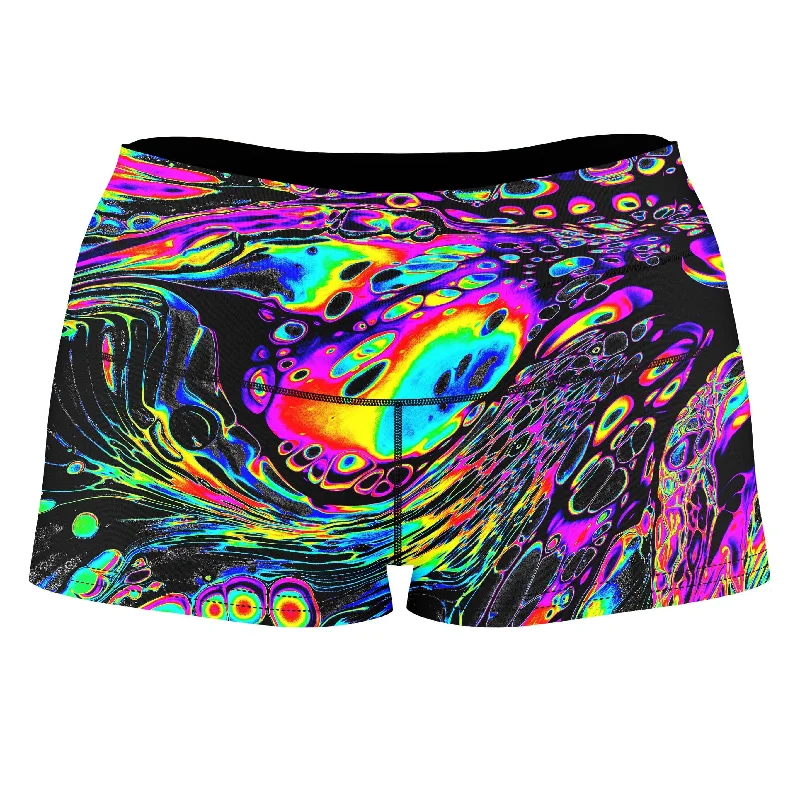 Rainbow Magma High-Waisted Women's Shorts