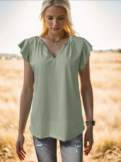 ruffled-notched-cap-sleeve-tank