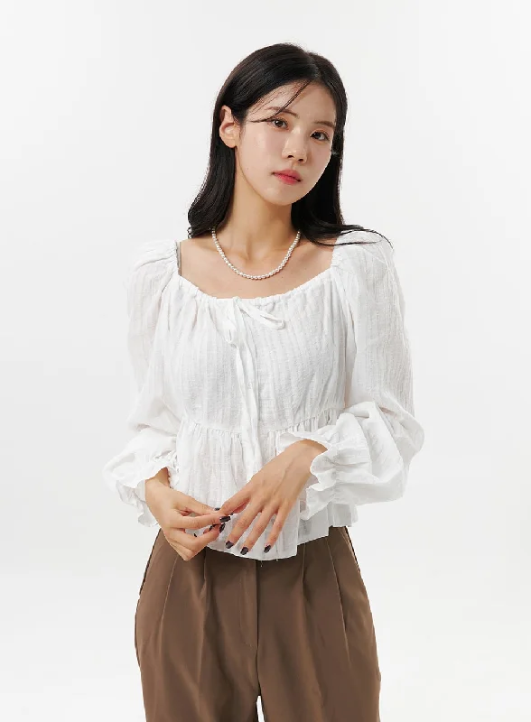 Ruffled Square Neck Blouse OO312