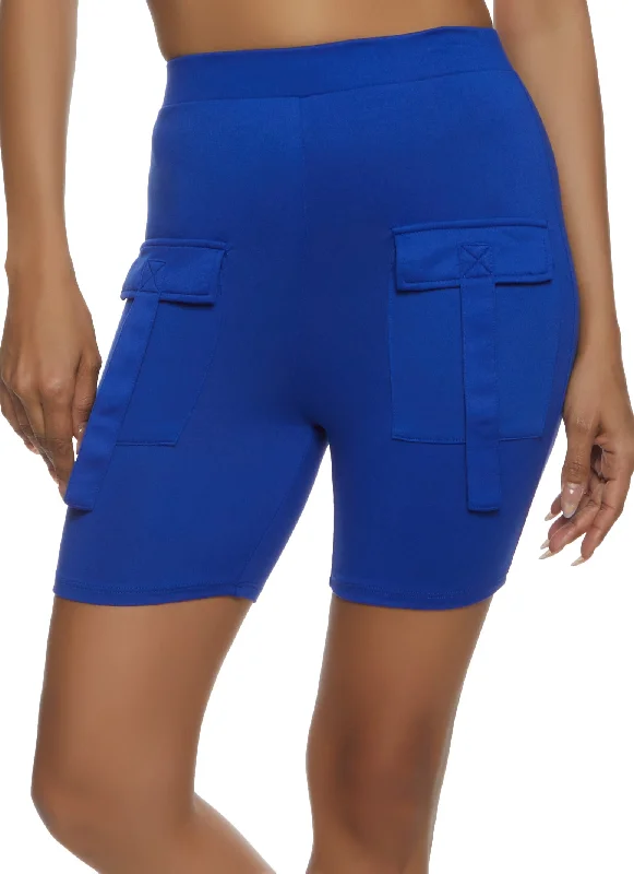 High Waist Cargo Pocket Biker Shorts