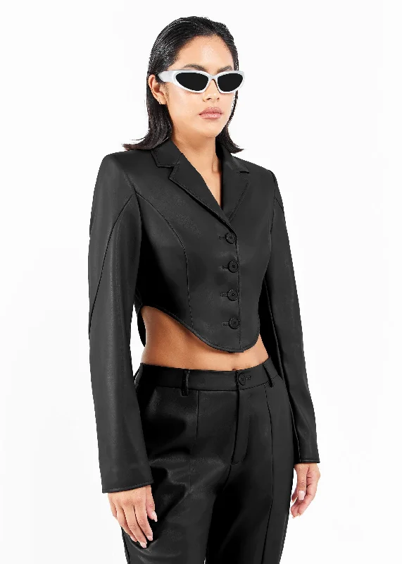 Corset Crop Pleather Blazer