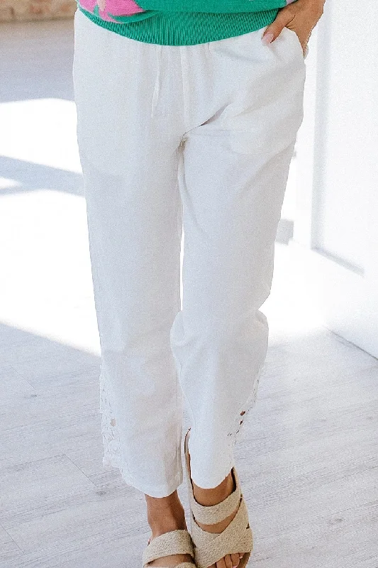 SALE - Kenia Lace Splicing Linen Pant | Size Small