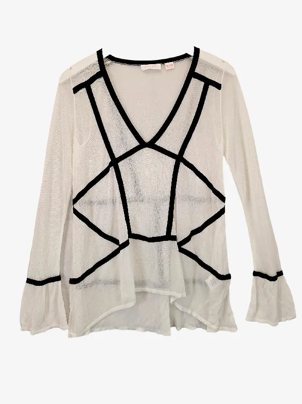 Sass & Bide Stylish Mesh V Neck Top Size XS