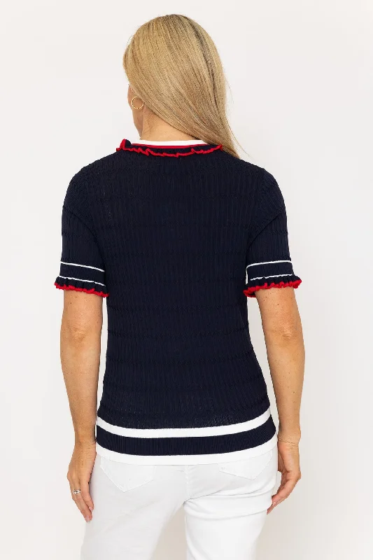 short-sleeve-pointelle-knit-with-contrast-collar