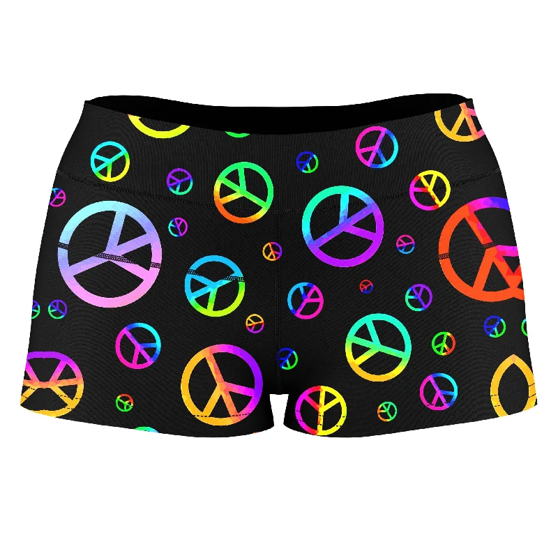 Signs of Peace High-Waisted Women's Shorts