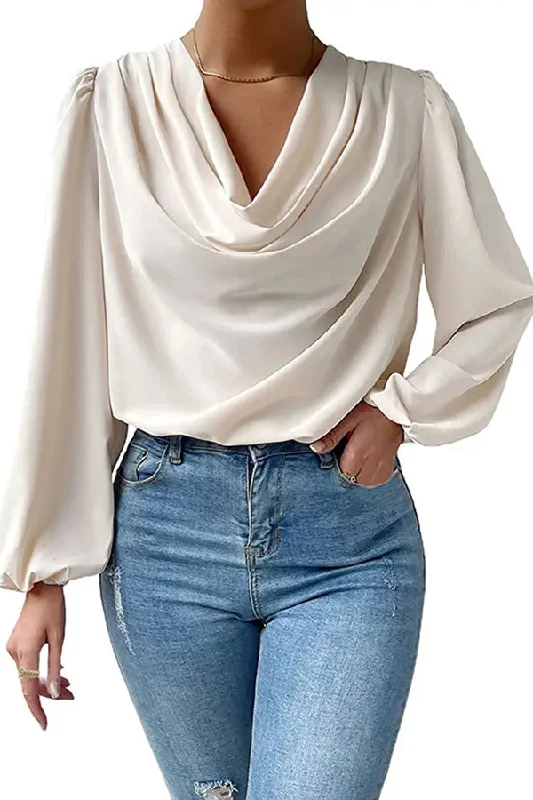 simple-and-beautiful-satin-v-neck-long-sleeved-shirt