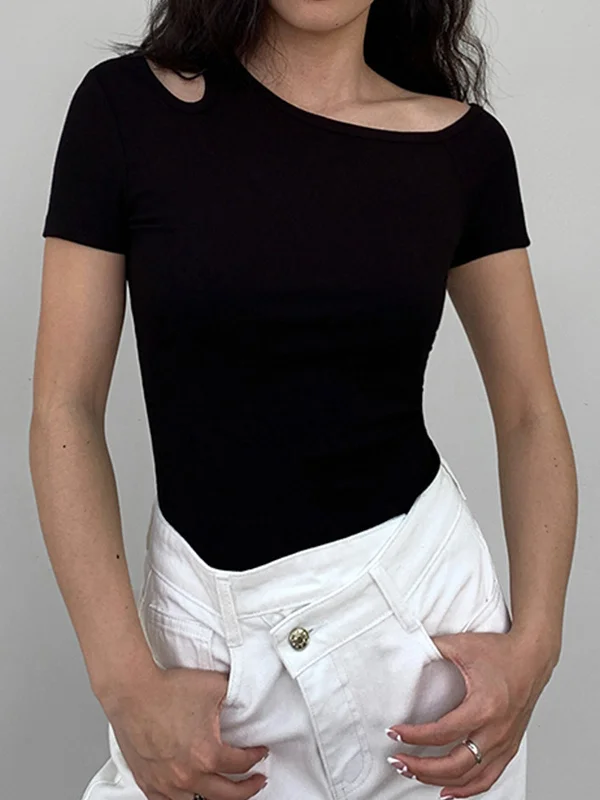 slinky-cutout-short-sleeve-top