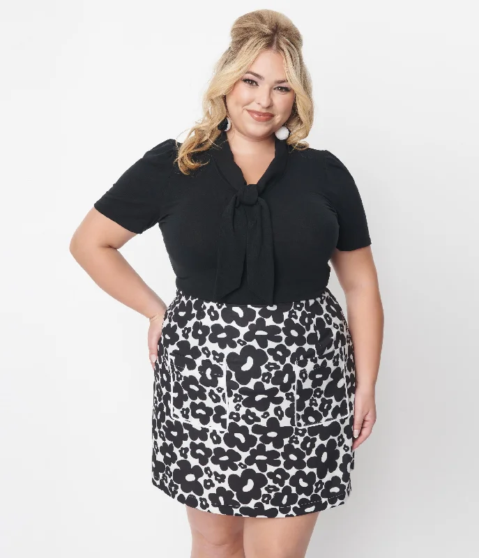 Smak Parlour Plus Size Black Tie Neck Top