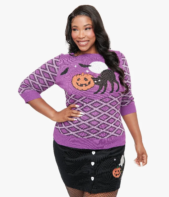 smak-parlour-plus-size-purple-plaid-black-cat-sweater