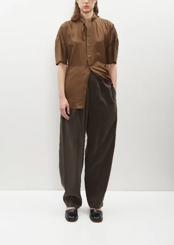 Silk Blend Relaxed Pants — Dark Espresso