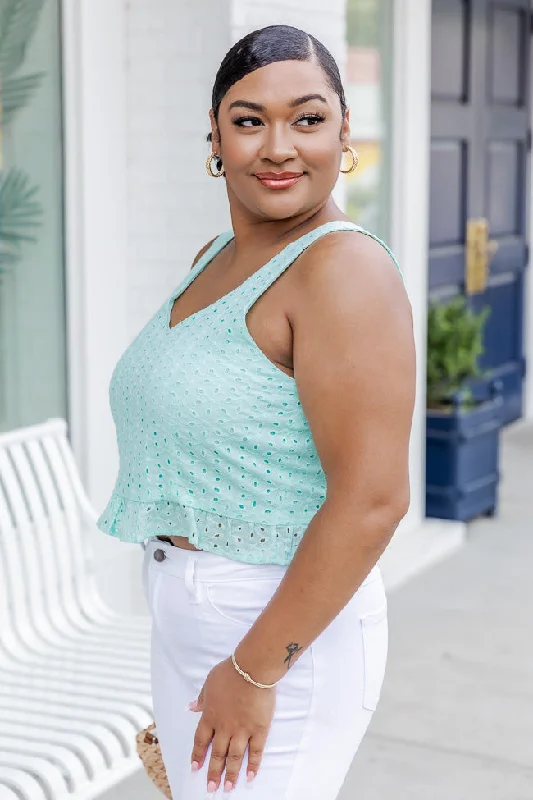 ttyl-mint-eyelet-tank