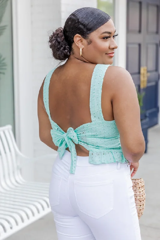 ttyl-mint-eyelet-tank