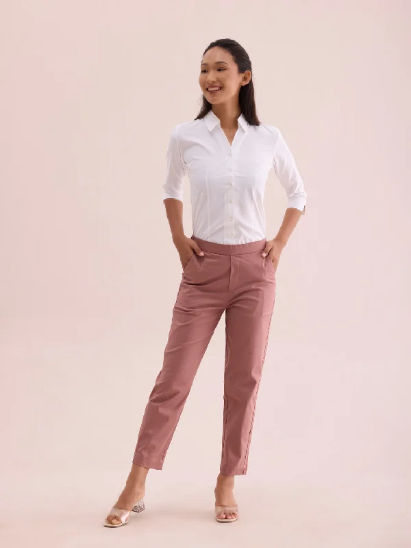 Women Dusty Pink Chinos Trousers