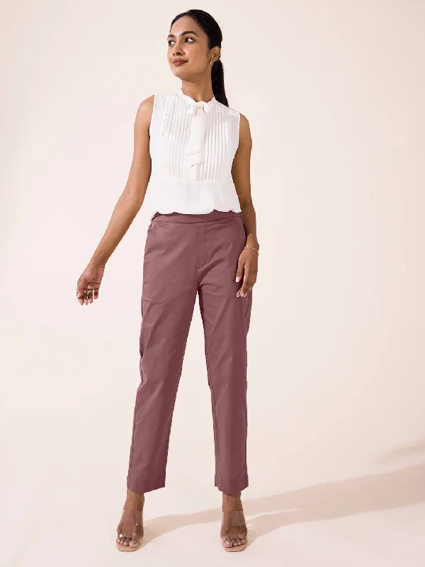 Women Medium Voilet Chinos Trousers