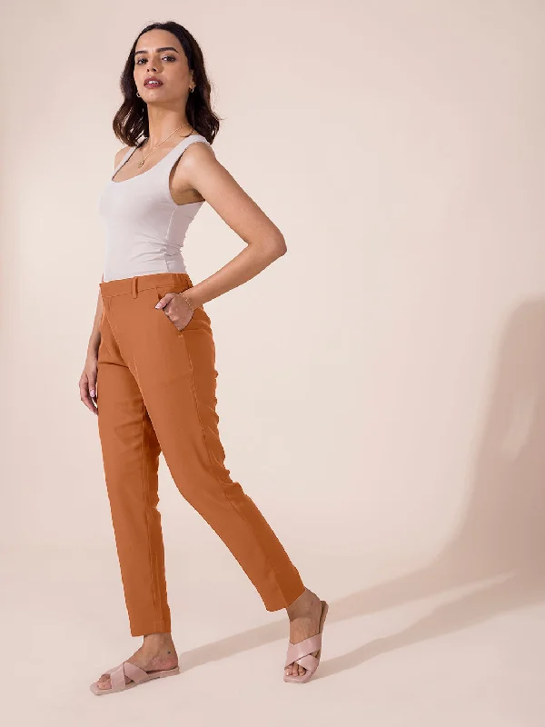 women-rust-crepe-pants