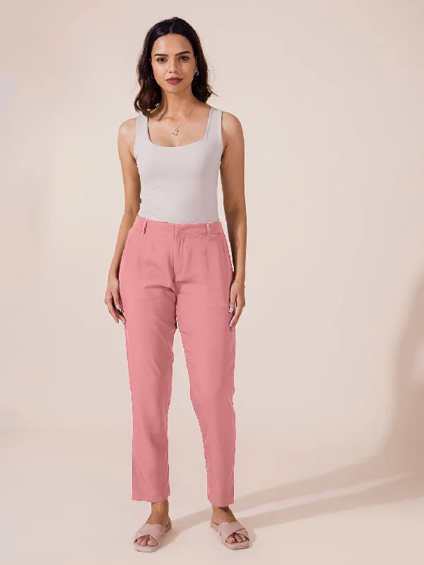 Women Rusty Pink Crepe Pants