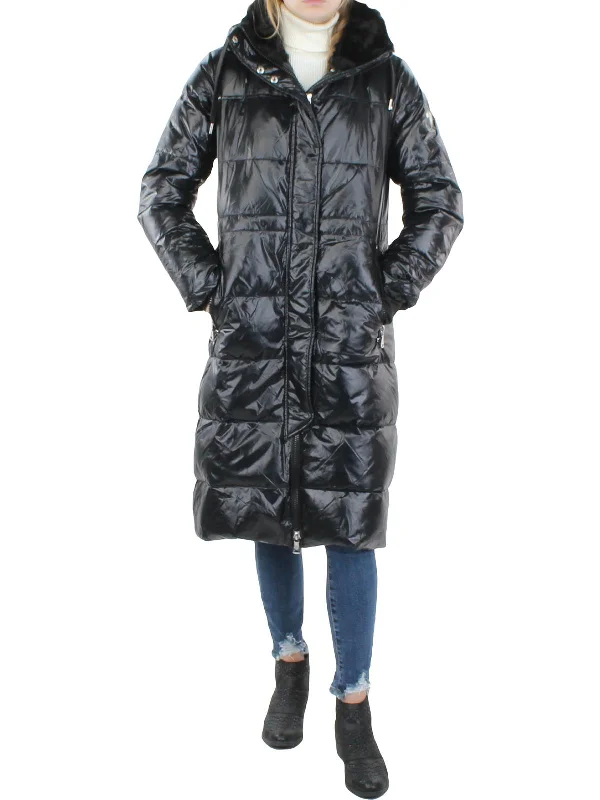 Womens Faux Fur Water Resistant Puffer Jacket