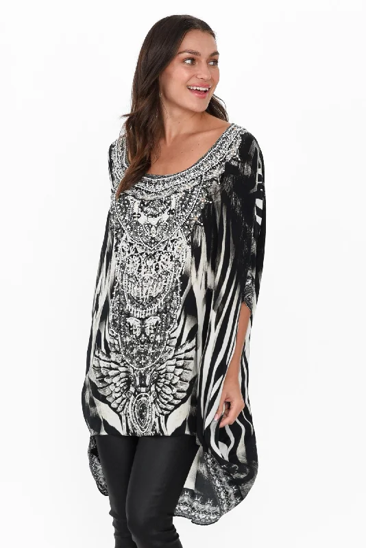 Zulu Black Silk Drape Top